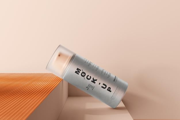 Aluminum Body Cosmetic Pump Bottle Mockup Psd