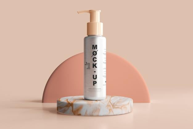 Aluminum Body Cosmetic Pump Bottle Mockup Psd