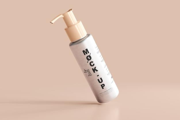 Aluminum Body Cosmetic Pump Bottle Mockup Psd