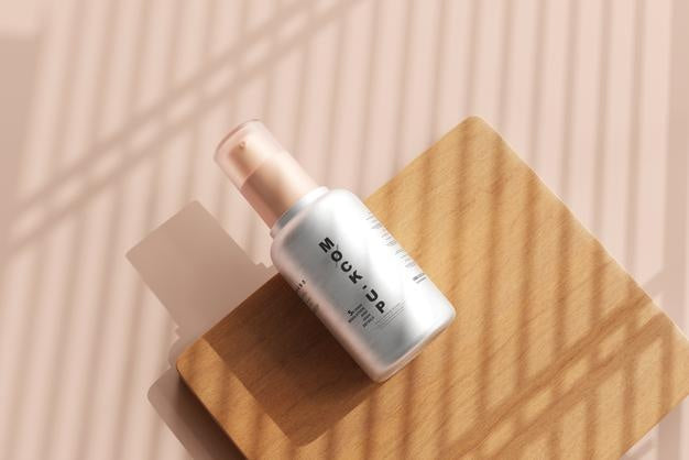 Aluminum Body Cosmetic Spray Bottle Mockup Psd