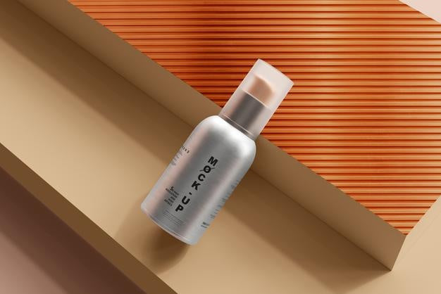 Aluminum Body Cosmetic Spray Bottle Mockup Psd