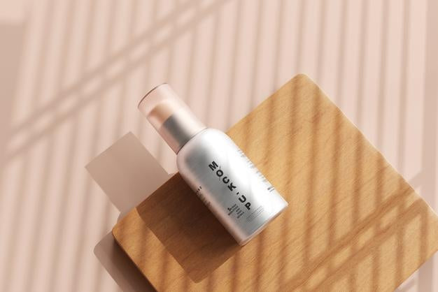 Aluminum Body Cosmetic Spray Bottle Mockup Psd