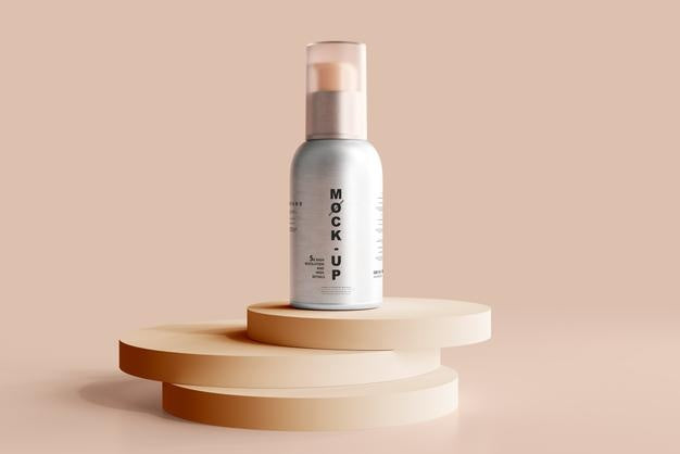 Aluminum Body Cosmetic Spray Bottle Mockup Psd