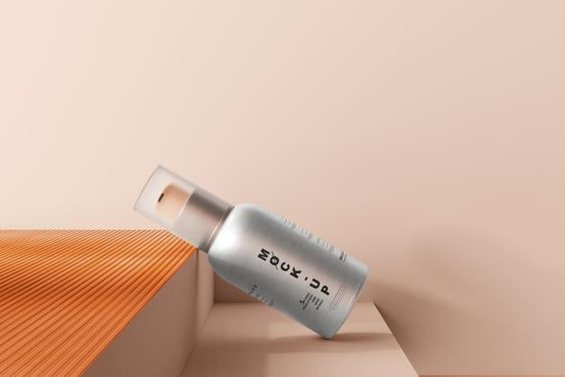 Aluminum Body Cosmetic Spray Bottle Mockup Psd