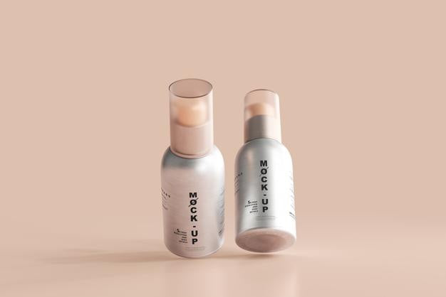 Aluminum Body Cosmetic Spray Bottle Mockup Psd