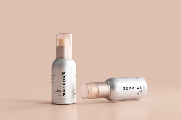 Aluminum Body Cosmetic Spray Bottle Mockup Psd