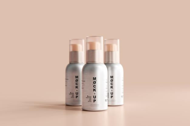 Aluminum Body Cosmetic Spray Bottle Mockup Psd