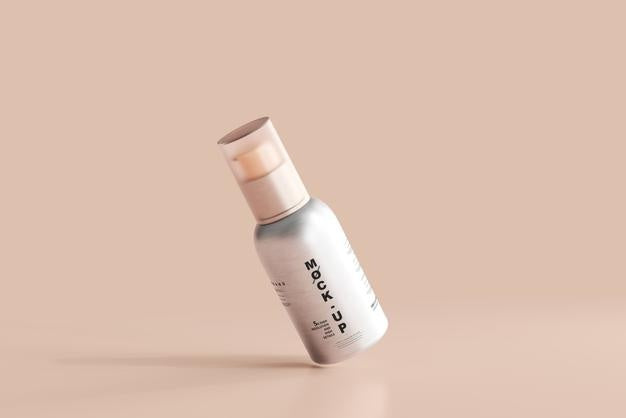 Aluminum Body Cosmetic Spray Bottle Mockup Psd