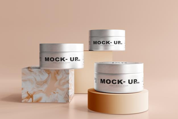 Aluminum Cosmetic Jar Mockup Psd