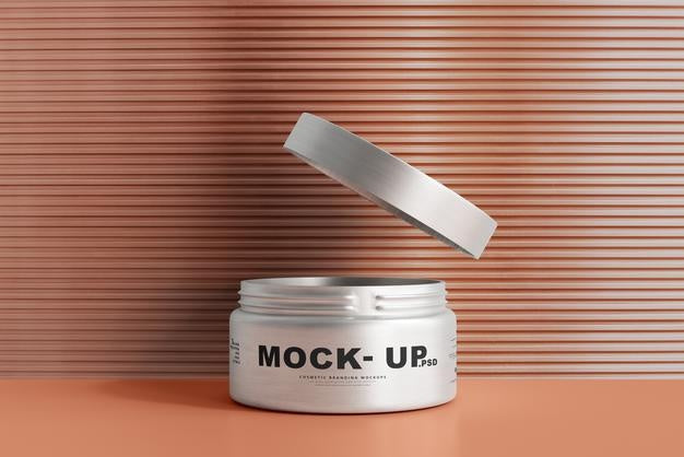 Aluminum Cosmetic Jar Mockup Psd