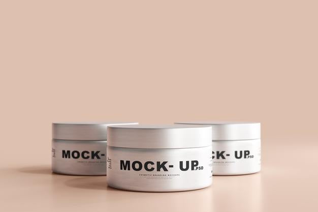 Aluminum Cosmetic Jar Mockup Psd