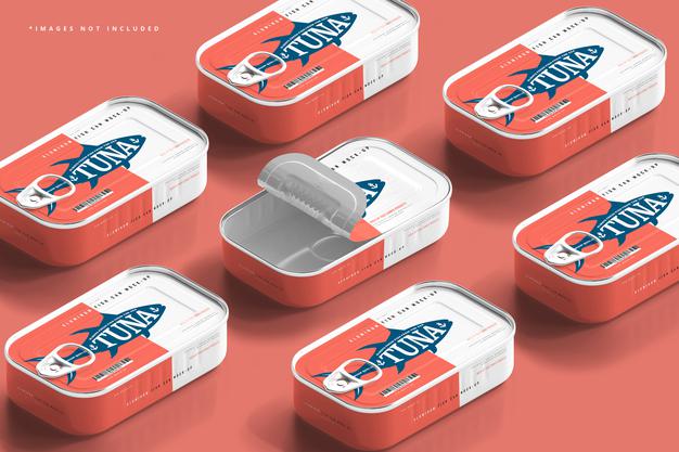 Aluminum Fish Can Mockup Psd