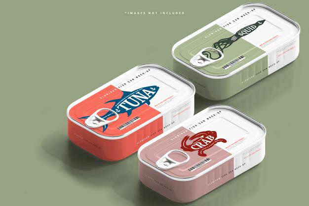 Aluminum Fish Can Mockup Psd