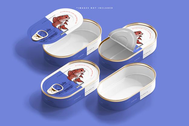 Aluminum Fish Can Mockup Psd