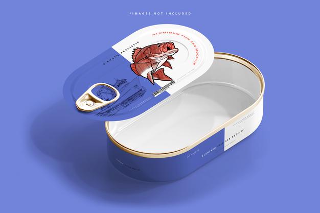 Aluminum Fish Can Mockup Psd