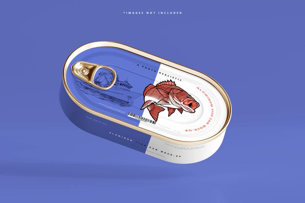 Aluminum Fish Can Mockup Psd