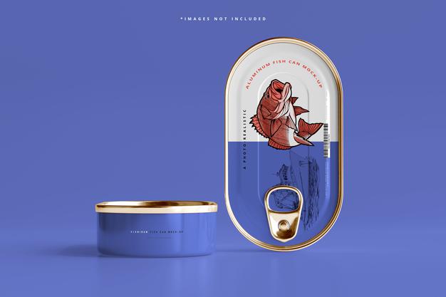 Aluminum Fish Can Mockup Psd