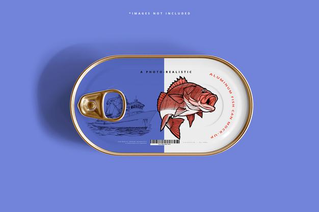 Aluminum Fish Can Mockup Psd