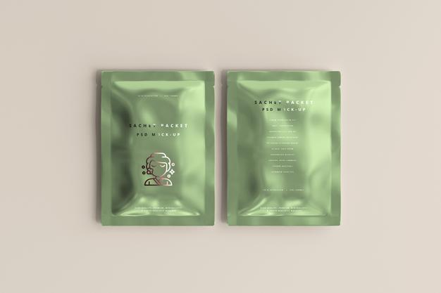Aluminum Foil Sachet Packet Mockup Psd