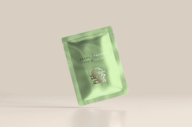 Aluminum Foil Sachet Packet Mockup Psd