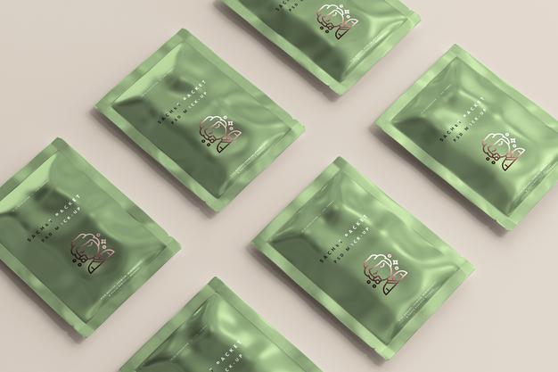 Aluminum Foil Sachet Packet Mockup Psd