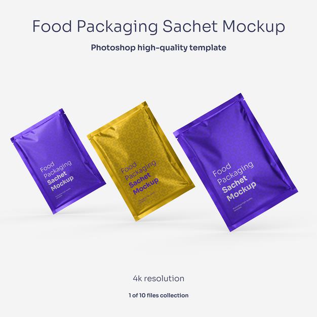 Aluminum Food Packaging Sachet Mockup Psd