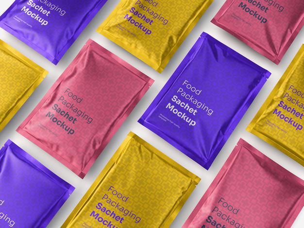 Aluminum Food Packaging Sachet Mockup Psd