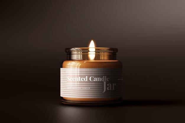 Amber Glass Candle Jar Mockup Psd