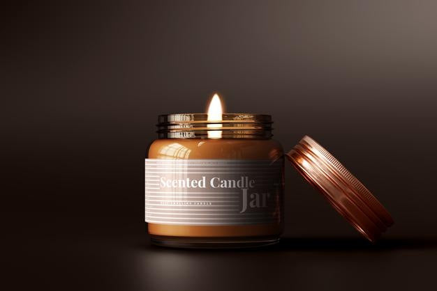 Amber Glass Candle Jar Mockup Psd