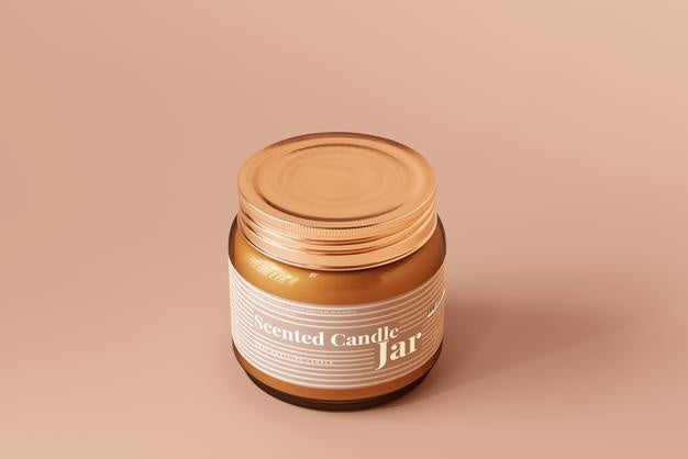 Amber Glass Candle Jar Mockup Psd