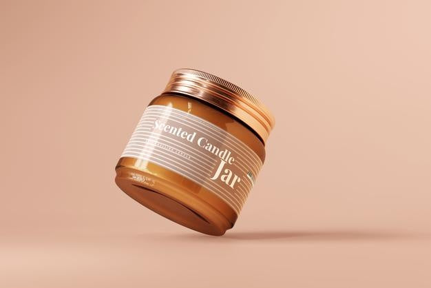 Amber Glass Candle Jar Mockup Psd