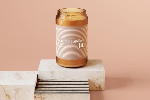 Amber Glass Candle Mockup Psd