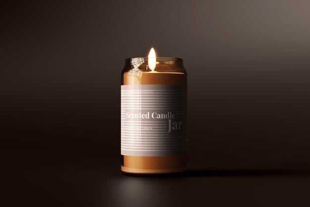 Amber Glass Candle Mockup Psd