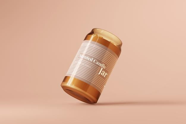 Amber Glass Candle Mockup Psd