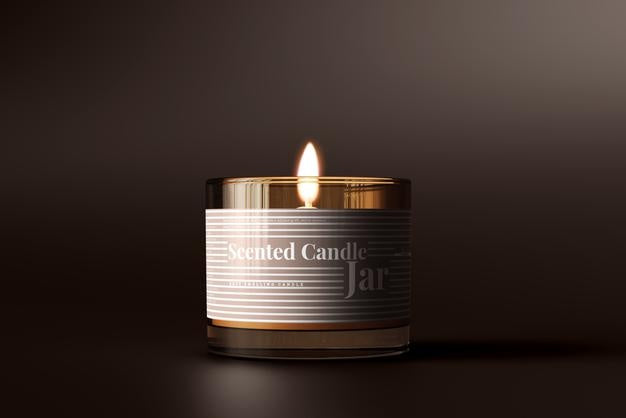 Amber Glass Candle Mockup Psd
