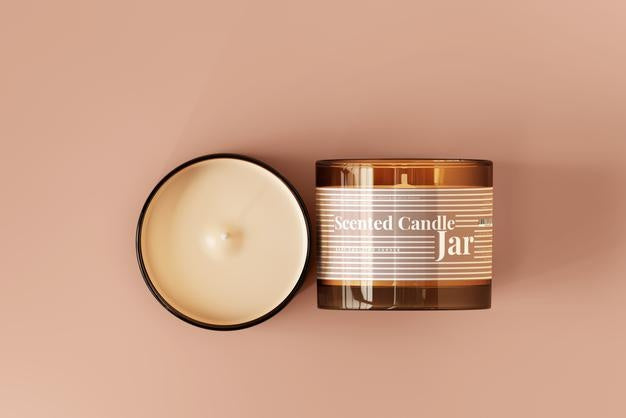 Amber Glass Candle Mockup Psd
