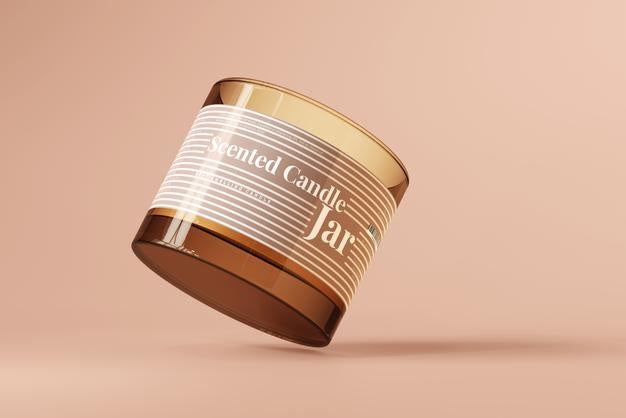 Amber Glass Candle Mockup Psd