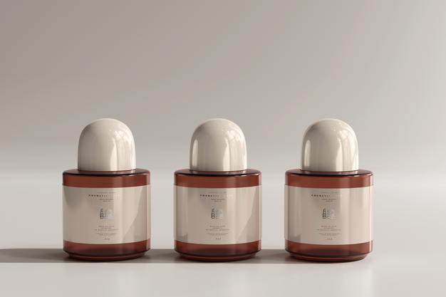 Amber Glass Cosmetic Bottle Mockup Psd