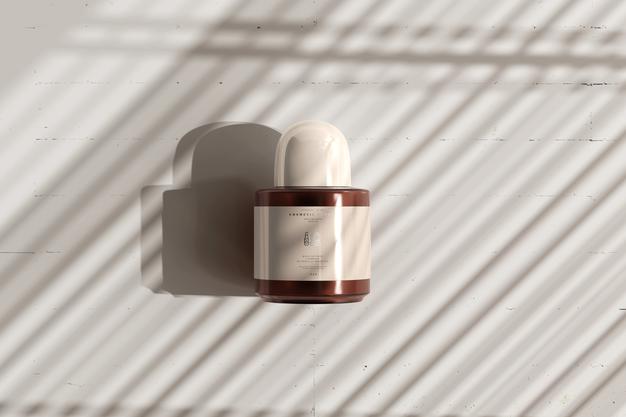 Amber Glass Cosmetic Bottle Mockup Psd