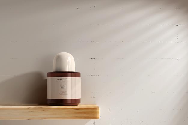 Amber Glass Cosmetic Bottle Mockup Psd