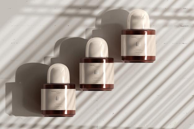 Amber Glass Cosmetic Bottle Mockup Psd