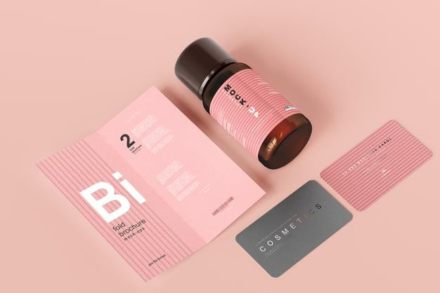 Amber Glass Cosmetic Bottle Mockup Psd