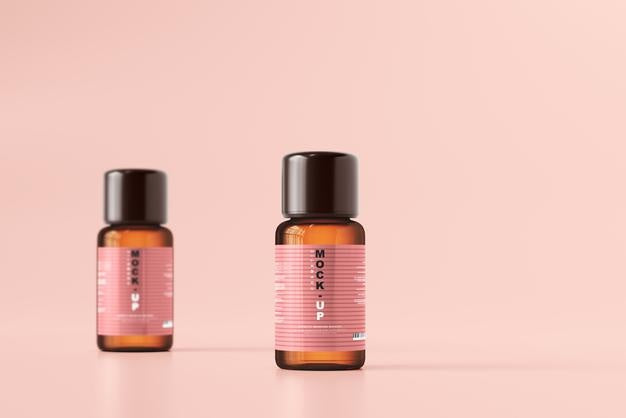 Amber Glass Cosmetic Bottle Mockup Psd
