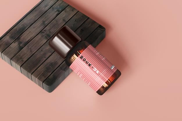 Amber Glass Cosmetic Bottle Mockup Psd