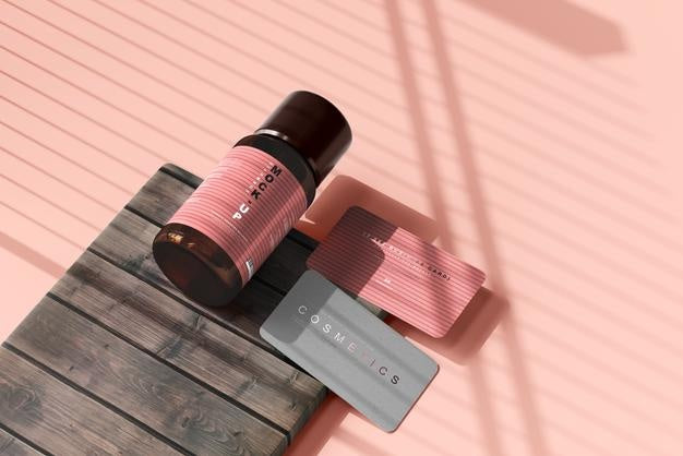 Amber Glass Cosmetic Bottle Mockup Psd