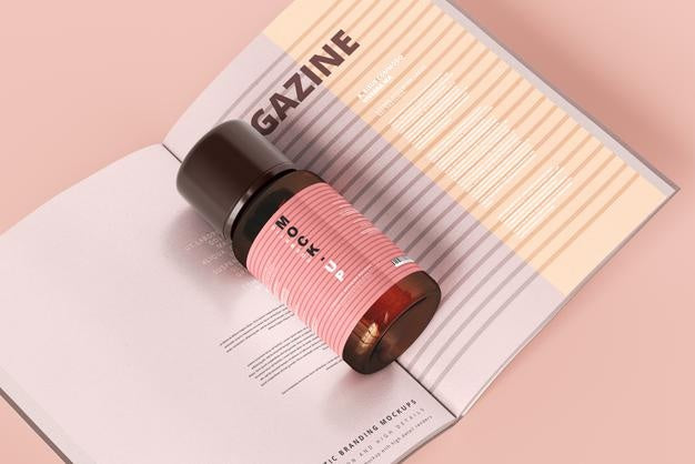 Amber Glass Cosmetic Bottle Mockup Psd