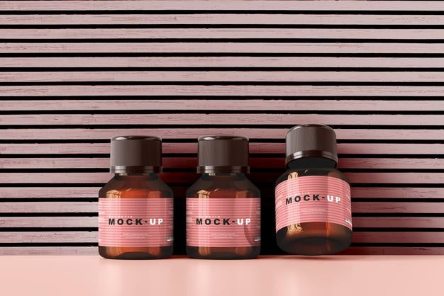 Amber Glass Cosmetic Bottle Mockup Psd
