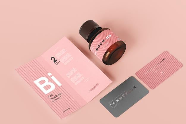 Amber Glass Cosmetic Bottle Mockup Psd