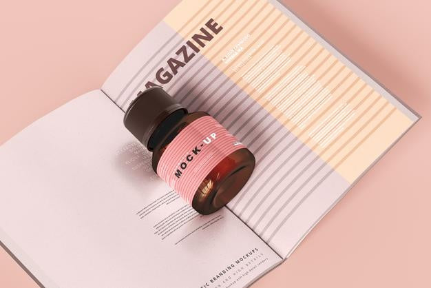 Amber Glass Cosmetic Bottle Mockup Psd