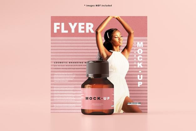 Amber Glass Cosmetic Bottle Mockup Psd